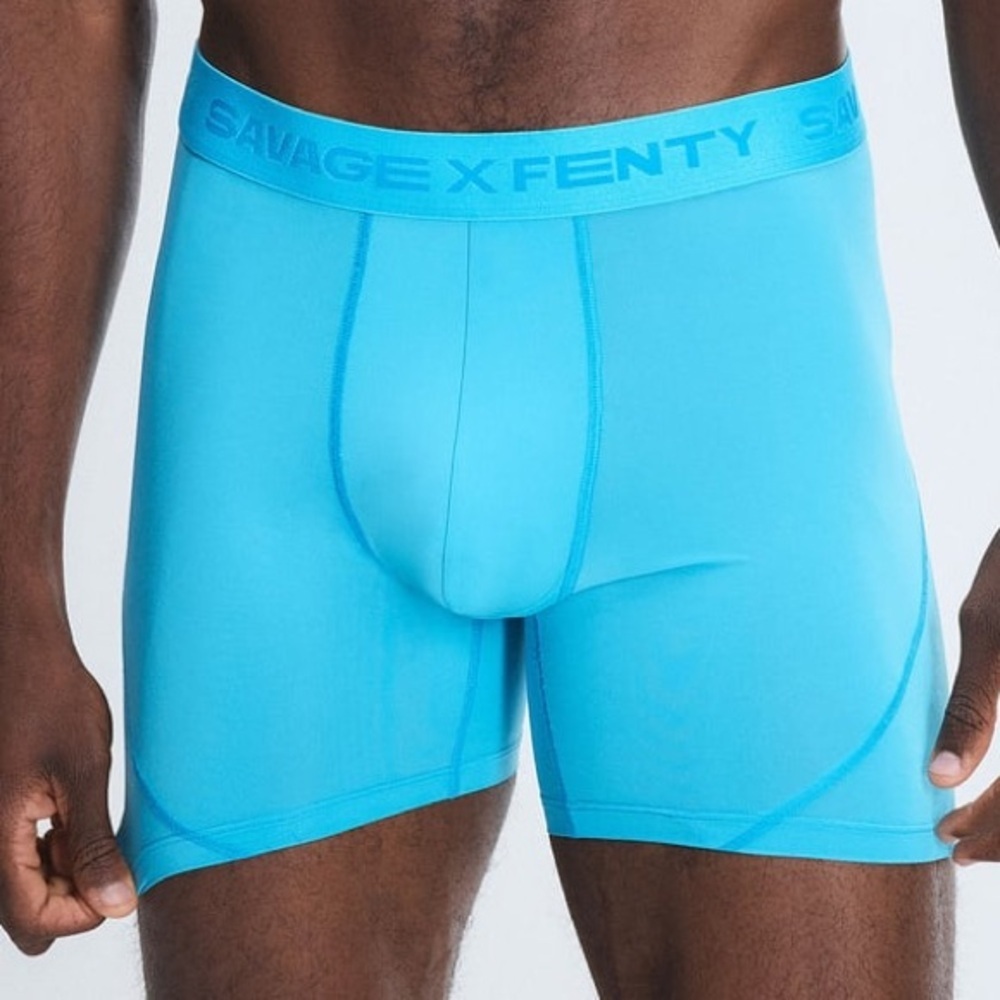 NWT Savage X Fenty SHADOW FIT BOXER BRIEFS Blue Tease XS